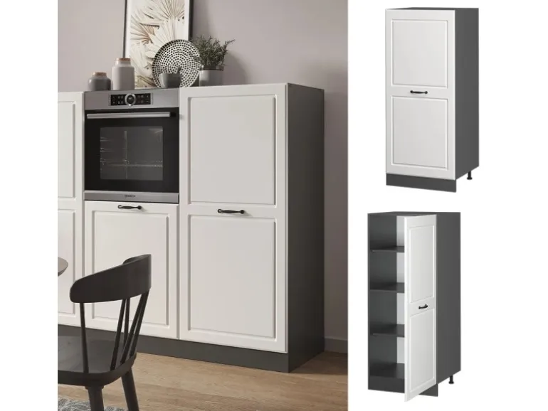 Vicco Hochschrank R-Line Küchenkommode Weiß Landhaus/Anthrazit 60 cm