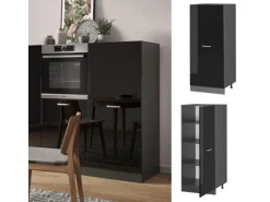 Vicco Hochschrank R-Line Küchenkommode Schwarz Hochglanz/Anthrazit 60 cm