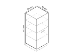 Vicco Hochschrank R-Line Küchenkommode Schwarz Hochglanz/Anthrazit 60 cm