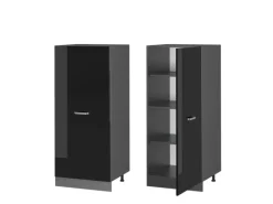 Vicco Hochschrank R-Line Küchenkommode Schwarz Hochglanz/Anthrazit 60 cm