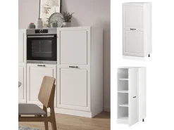 Vicco Hochschrank R-Line Küchenkommode Weiß Landhaus/Weiß 60 cm