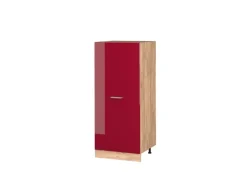 Vicco Hochschrank R-Line Küchenkommode Bordeaux Hochglanz/Goldkraft Eiche 60 cm