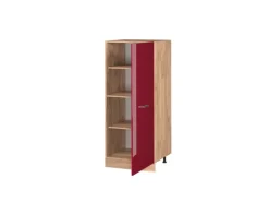 Vicco Hochschrank R-Line Küchenkommode Bordeaux Hochglanz/Goldkraft Eiche 60 cm