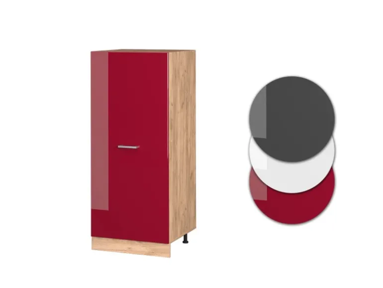 Vicco Hochschrank R-Line Küchenkommode Bordeaux Hochglanz/Goldkraft Eiche 60 cm