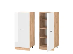 Vicco Hochschrank R-Line Küchenkommode Weiß Hochglanz/Goldkraft Eiche 60 cm