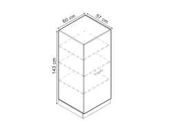 Vicco Hochschrank R-Line Küchenkommode Artisan-Eiche/Anthrazit 60 cm