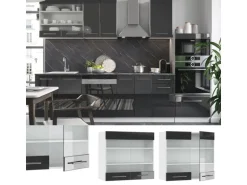 Vicco Küchenglasschrank Fame-Line Glashängeschrank Anthrazit Hochglanz/Weiß 80 cm