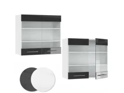 Vicco Küchenglasschrank Fame-Line Glashängeschrank Anthrazit Hochglanz/Weiß 80 cm