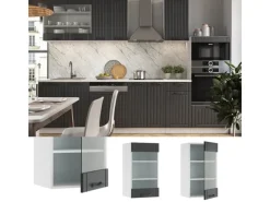 Vicco Küchenglasschrank Fame-Line Glashängeschrank Anthrazit/Weiß 40 cm