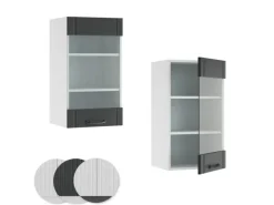 Vicco Küchenglasschrank Fame-Line Glashängeschrank Anthrazit/Weiß 40 cm