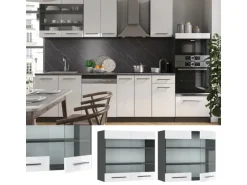 Vicco Küchenglasschrank Fame-Line Glashängeschrank Weiß Hochglanz/Anthrazit 80 cm