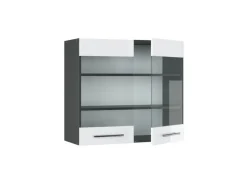 Vicco Küchenglasschrank Fame-Line Glashängeschrank Weiß Hochglanz/Anthrazit 80 cm