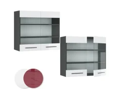 Vicco Küchenglasschrank Fame-Line Glashängeschrank Weiß Hochglanz/Anthrazit 80 cm