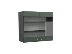 Vicco Küchenglasschrank Fame-Line Glashängeschrank Grün-Gold Landhaus/Anthrazit 80 cm