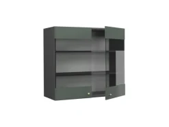 Vicco Küchenglasschrank Fame-Line Glashängeschrank Grün-Gold Landhaus/Anthrazit 80 cm