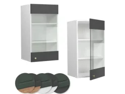 Vicco Küchenglasschrank Fame-Line Glashängeschrank Anthrazit-Gold/Weiß 40 cm