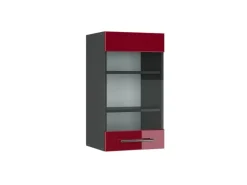 Vicco Küchenglasschrank Fame-Line Glashängeschrank Bordeaux Hochglanz/Anthrazit 40 cm