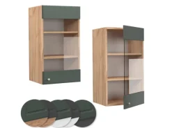 Vicco Küchenglasschrank Fame-Line Grün-Gold Landhaus/Goldkraft Eiche 40 cm