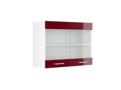 Vicco Küchenglasschrank R-Line Glashängeschrank Bordeaux Hochglanz/Weiß 80 cm
