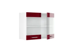 Vicco Küchenglasschrank R-Line Glashängeschrank Bordeaux Hochglanz/Weiß 80 cm