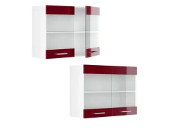 Vicco Küchenglasschrank R-Line Glashängeschrank Bordeaux Hochglanz/Weiß 80 cm