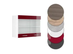 Vicco Küchenglasschrank R-Line Glashängeschrank Bordeaux Hochglanz/Weiß 80 cm
