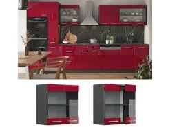 Vicco Küchenglasschrank R-Line Glashängeschrank Bordeaux Hochglanz/Anthrazit 60 cm