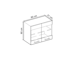 Vicco Küchenglasschrank R-Line Glashängeschrank Bordeaux Hochglanz/Anthrazit 60 cm