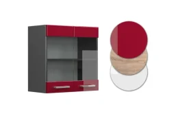 Vicco Küchenglasschrank R-Line Glashängeschrank Bordeaux Hochglanz/Anthrazit 60 cm