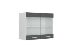 Vicco Küchenglasschrank R-Line Glashängeschrank Anthrazit Hochglanz/Weiß 80 cm