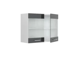 Vicco Küchenglasschrank R-Line Glashängeschrank Anthrazit Hochglanz/Weiß 80 cm