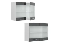 Vicco Küchenglasschrank R-Line Glashängeschrank Anthrazit Hochglanz/Weiß 80 cm