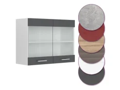 Vicco Küchenglasschrank R-Line Glashängeschrank Anthrazit Hochglanz/Weiß 80 cm