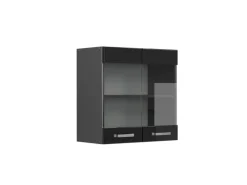 Vicco Küchenglasschrank R-Line Glashängeschrank Schwarz Hochglanz 60 cm