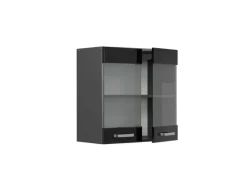 Vicco Küchenglasschrank R-Line Glashängeschrank Schwarz Hochglanz 60 cm
