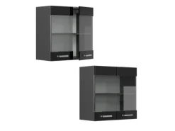 Vicco Küchenglasschrank R-Line Glashängeschrank Schwarz Hochglanz 60 cm