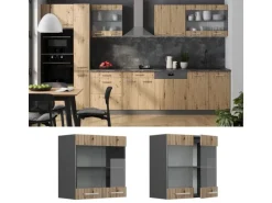 Vicco Küchenglasschrank R-Line Glashängeschrank Artisan-Eiche/Anthrazit 60 cm
