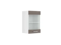 Vicco Küchenglasschrank R-Line Glashängeschrank Grau/Weiß 40 cm
