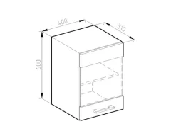 Vicco Küchenglasschrank R-Line Glashängeschrank Grau/Weiß 40 cm