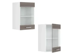 Vicco Küchenglasschrank R-Line Glashängeschrank Grau/Weiß 40 cm