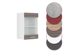 Vicco Küchenglasschrank R-Line Glashängeschrank Grau/Weiß 40 cm