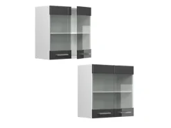 Vicco Küchenglasschrank R-Line Glashängeschrank Anthrazit Hochglanz/Weiß 60 cm