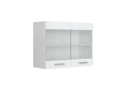 Vicco Küchenglasschrank R-Line Glashängeschrank Weiß Hochglanz/Weiß 80 cm