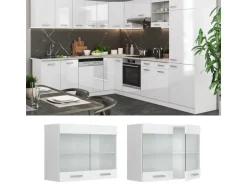 Vicco Küchenglasschrank R-Line Glashängeschrank Weiß Hochglanz/Weiß 80 cm