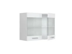 Vicco Küchenglasschrank R-Line Glashängeschrank Weiß Hochglanz/Weiß 80 cm