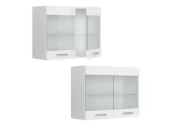 Vicco Küchenglasschrank R-Line Glashängeschrank Weiß Hochglanz/Weiß 80 cm