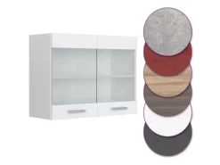 Vicco Küchenglasschrank R-Line Glashängeschrank Weiß Hochglanz/Weiß 80 cm