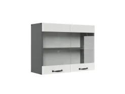 Vicco Küchenglasschrank R-Line Glashängeschrank Weiß Landhaus/Anthrazit 80 cm