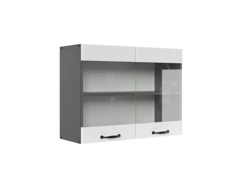 Vicco Küchenglasschrank R-Line Glashängeschrank Weiß Landhaus/Anthrazit 80 cm