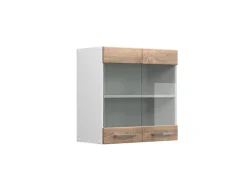 Vicco Küchenglasschrank R-Line Glashängeschrank Sonoma/Weiß 60 cm